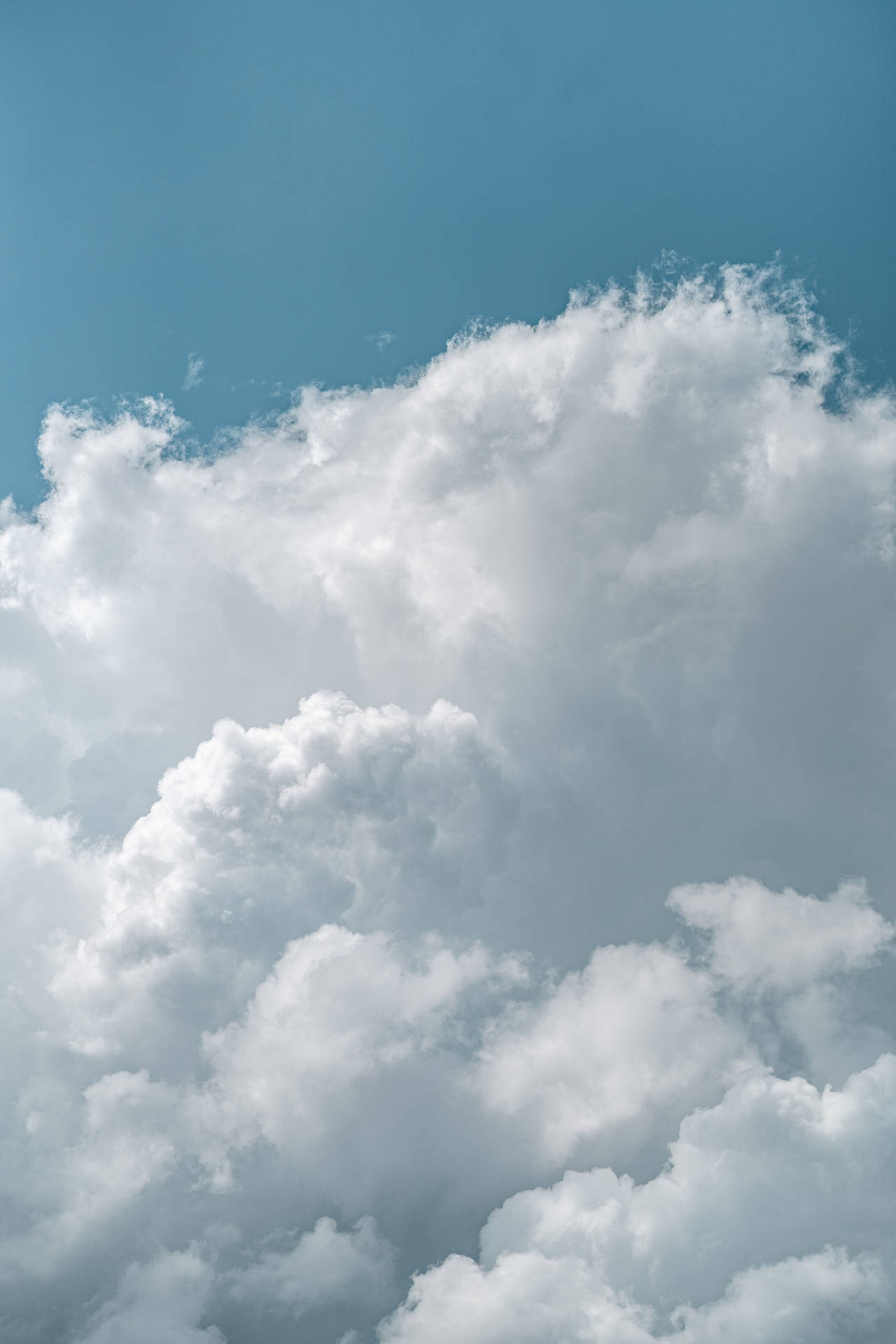 White Fluffy Cumulus Cloudy Sky Background