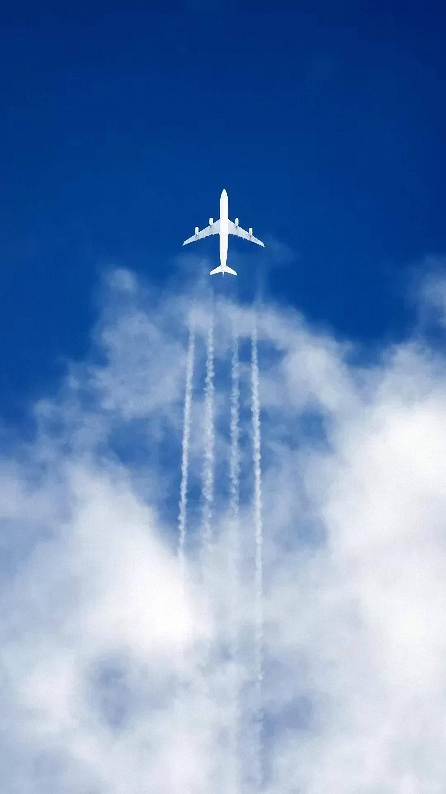 White Flying Airplane Android Background