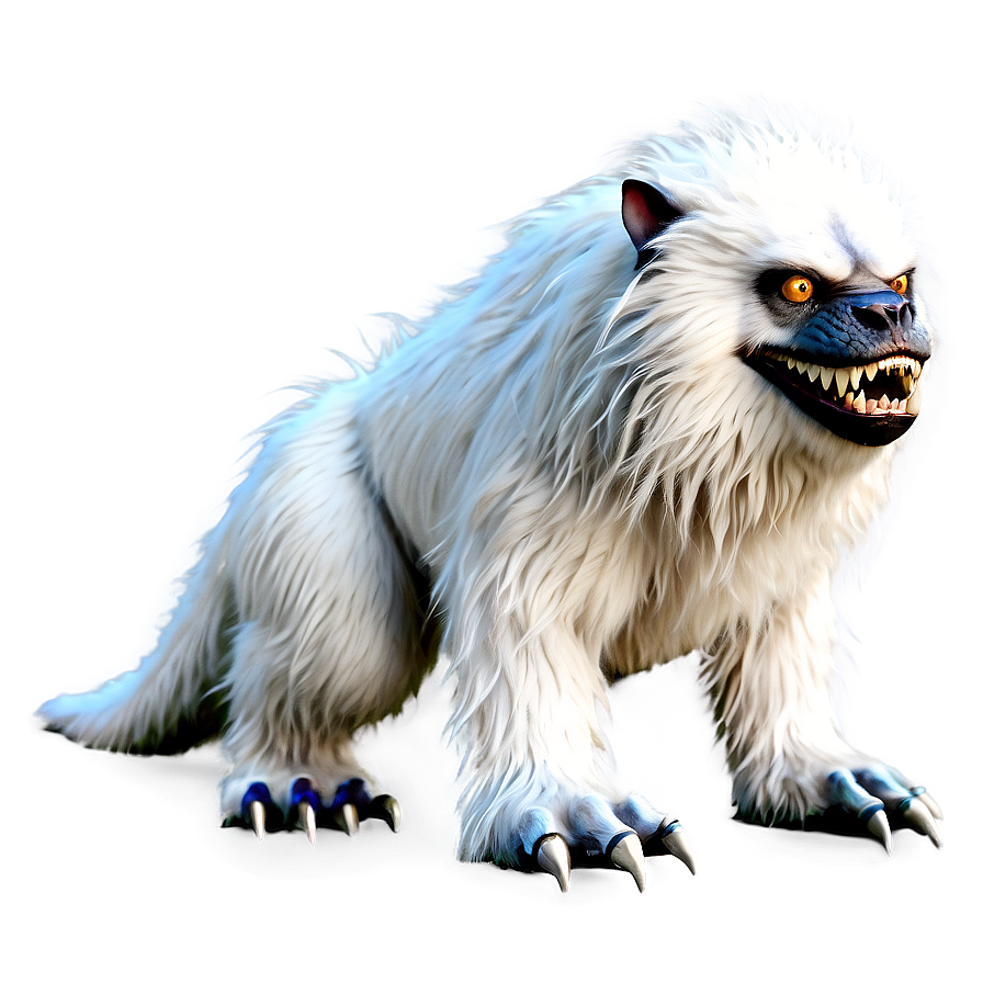 White Furry Monster Creature Png 06212024 PNG