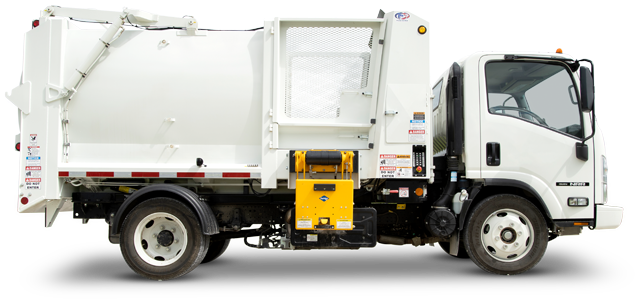 White Garbage Truck Side View PNG