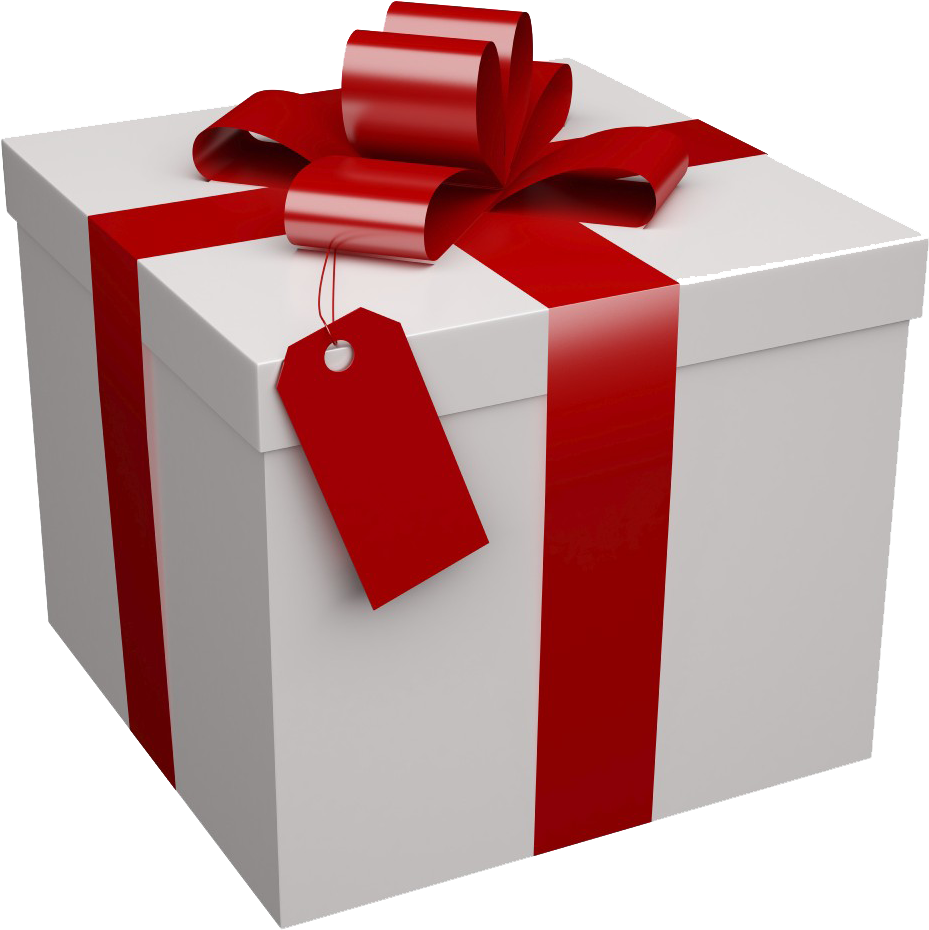 White Gift Box Red Ribbon PNG