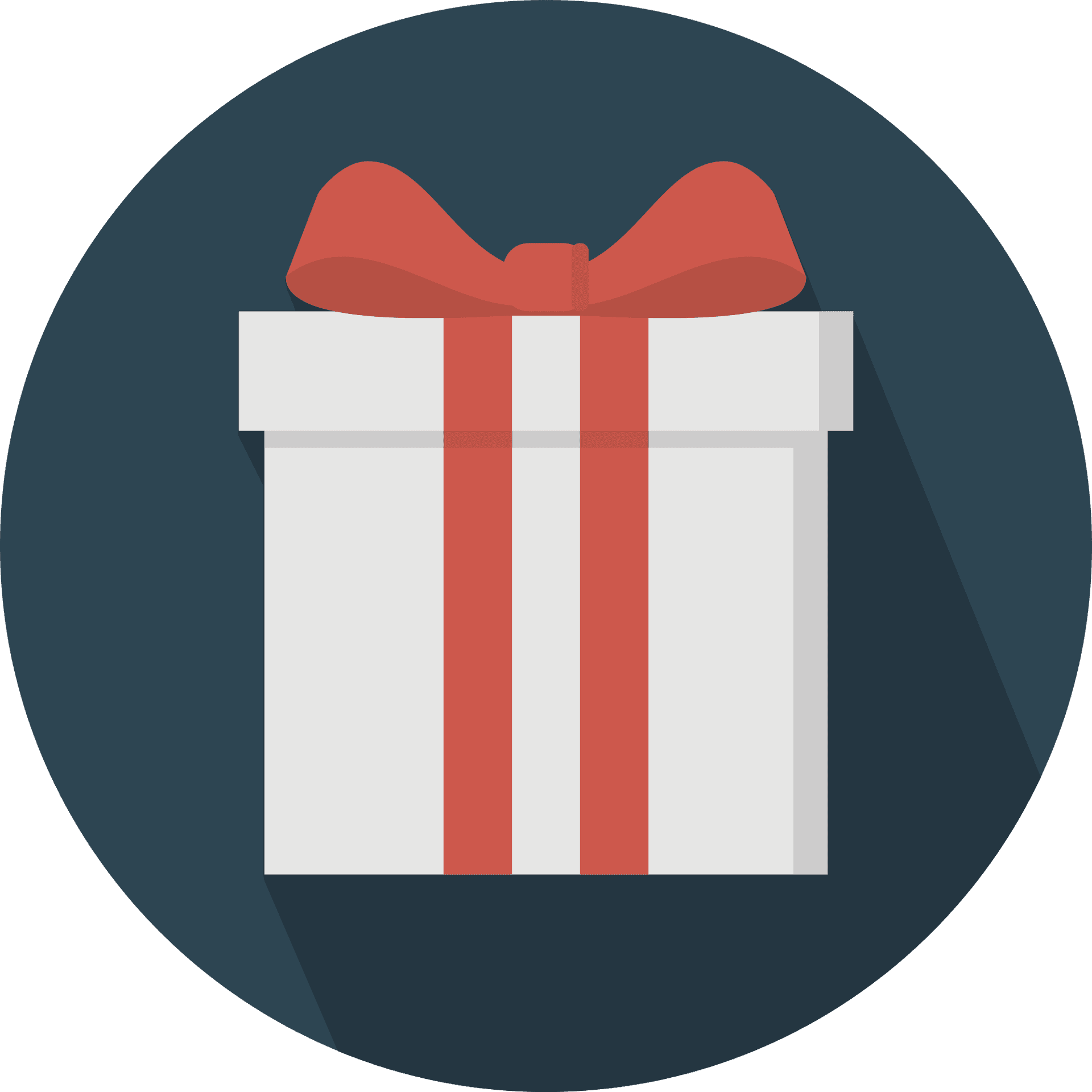 White Gift Box Red Ribbon Icon PNG