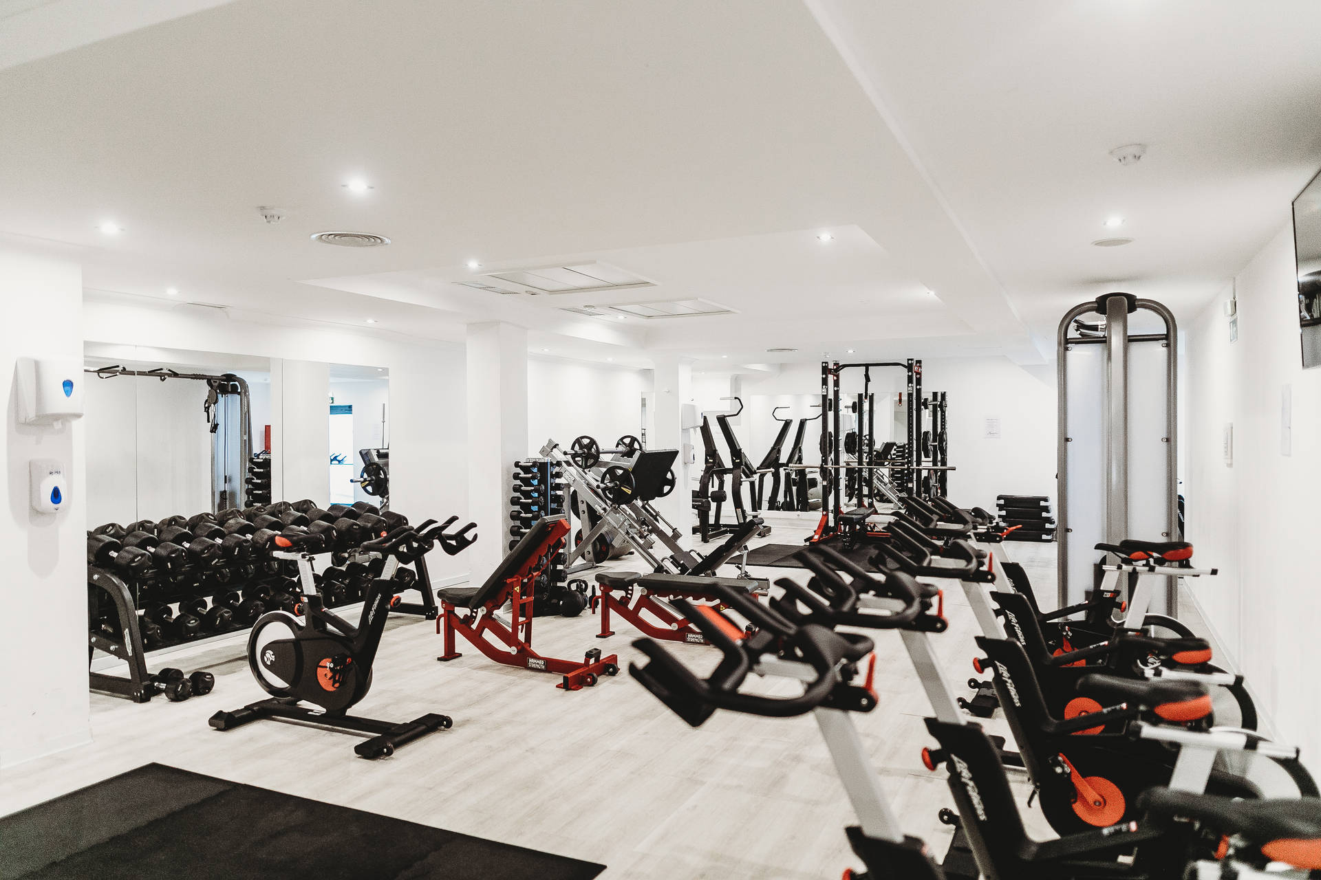 White Gym With Professional Equipment Wallpaper