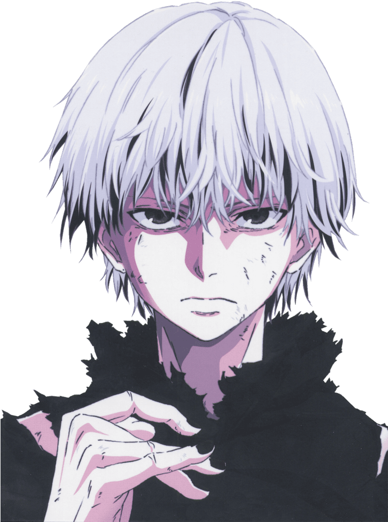 White Haired Anime Character Portrait PNG