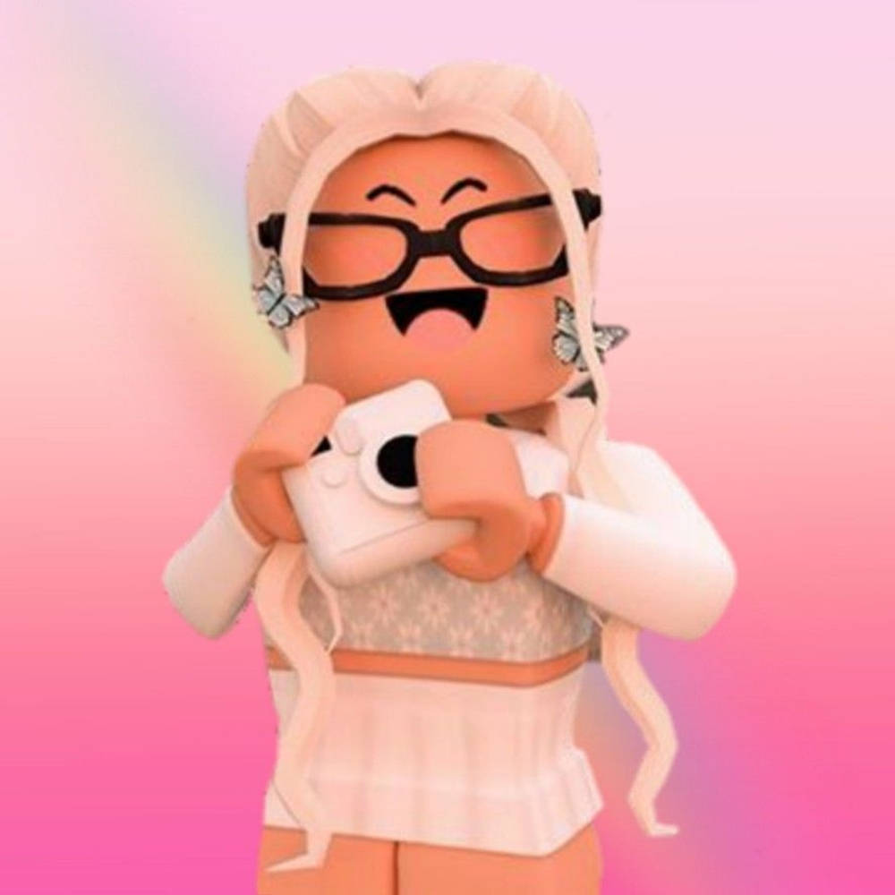 White-Haired Cute Roblox Girl Wallpaper