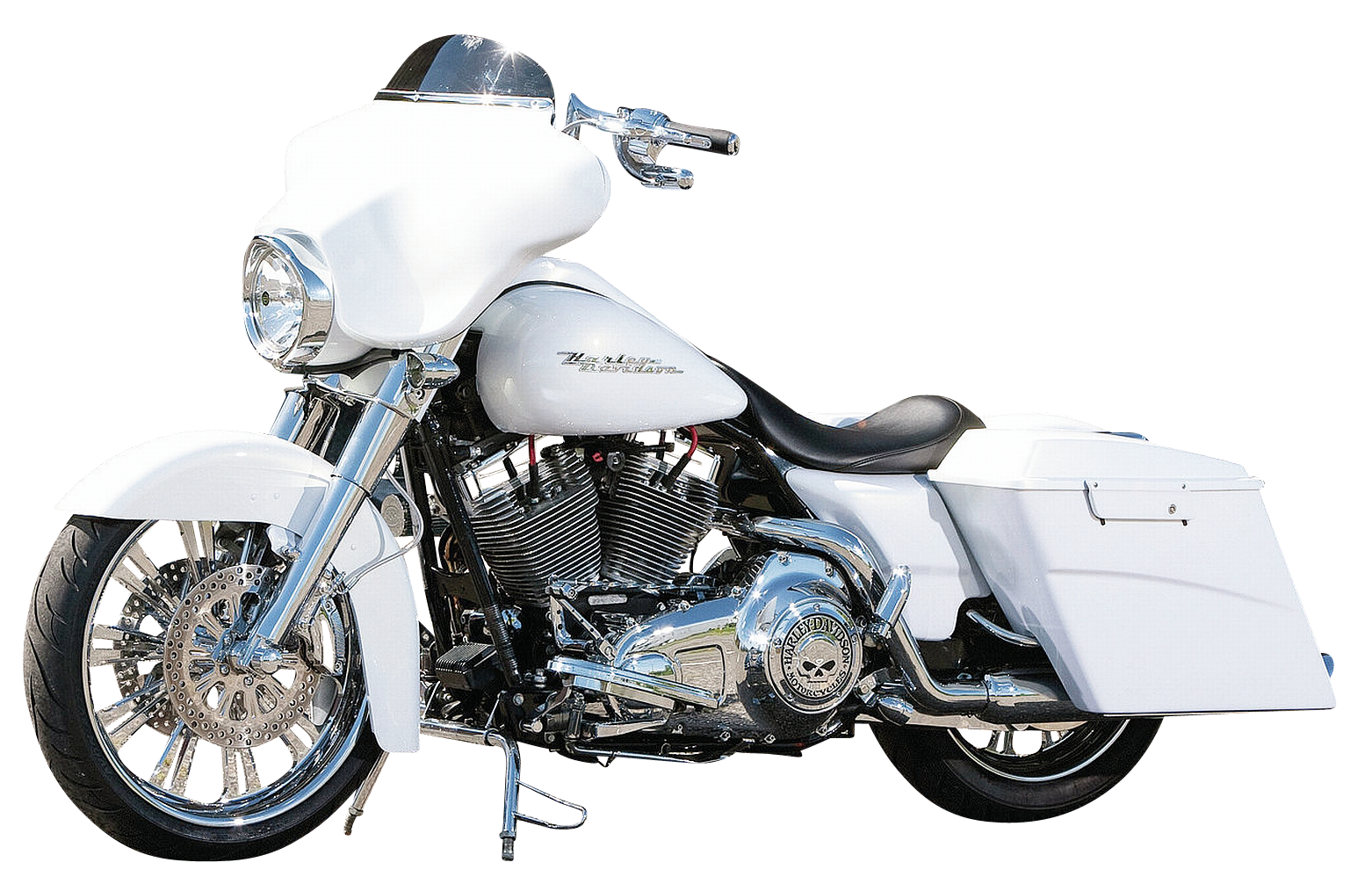 White Harley Davidson Motorcycle PNG