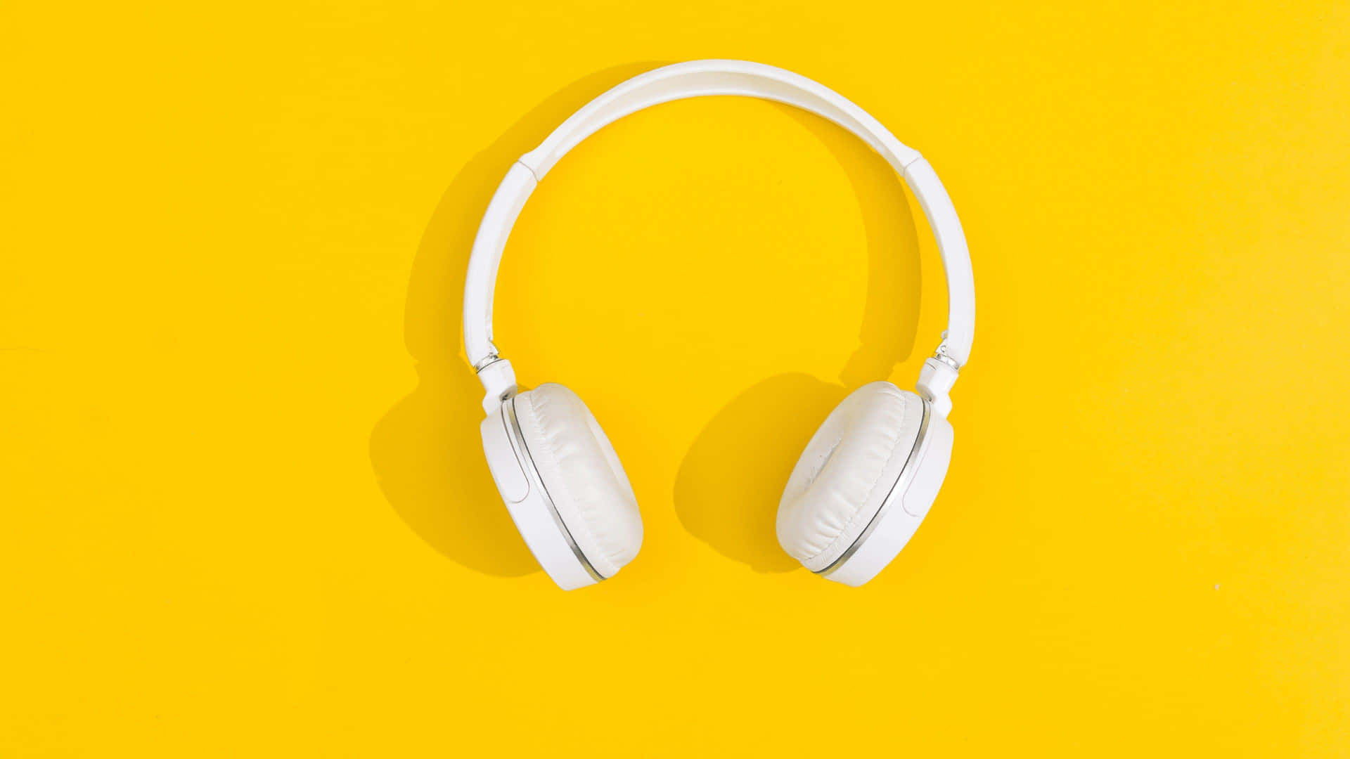 White Headphones Yellow Background Wallpaper