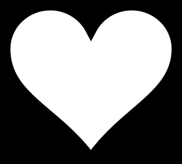 White Heart Icon Black Background PNG