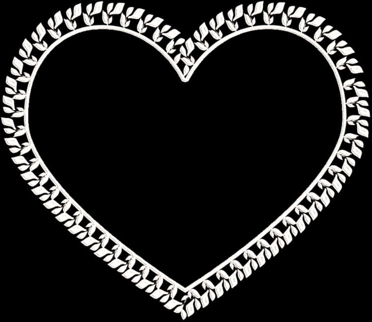 White Heart Outline Black Background PNG
