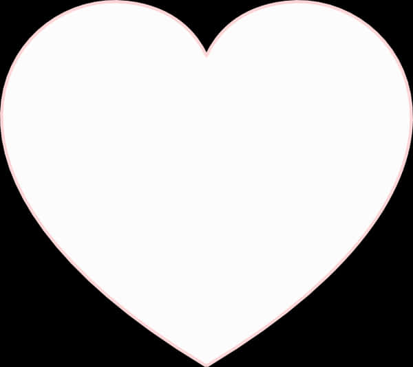 White Heart Outlineon Black Background PNG