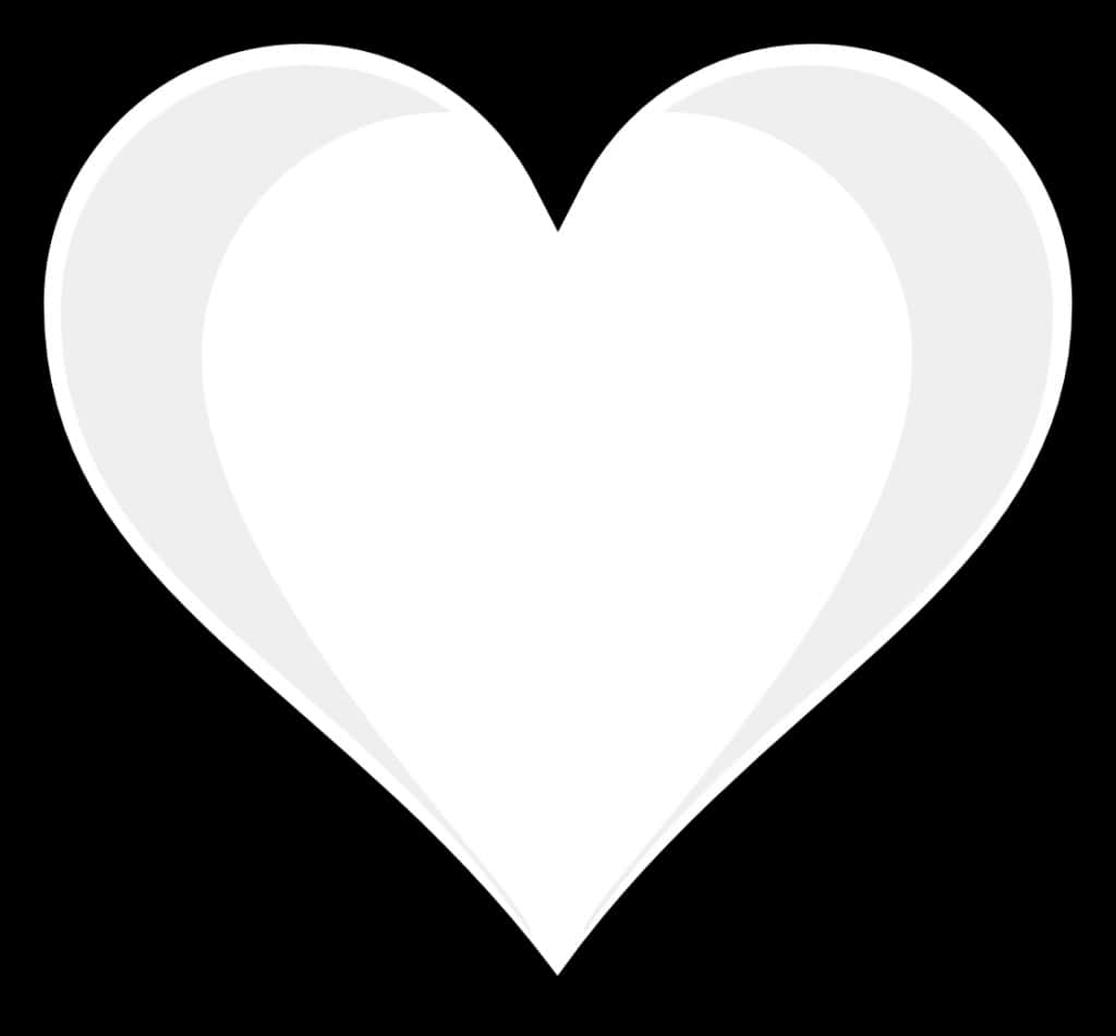 White Heart Outlineon Black Background PNG