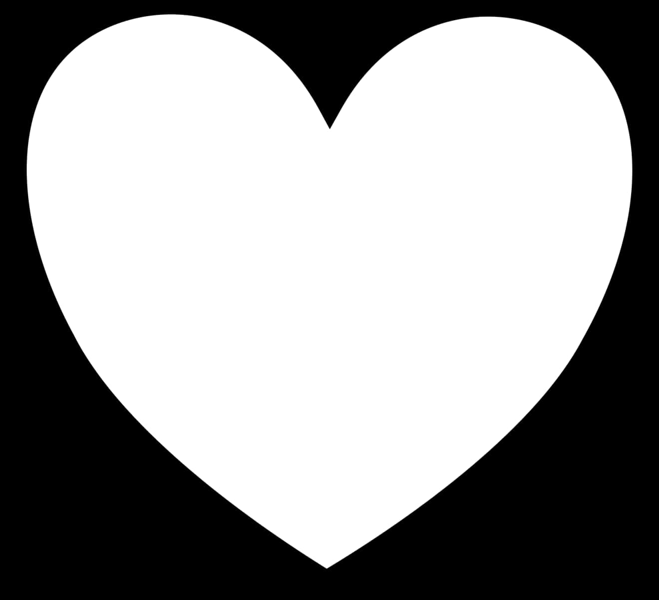 White Heart Shape Black Background PNG