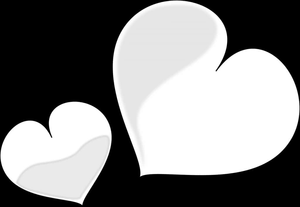 White Heart Shapeson Black Background PNG