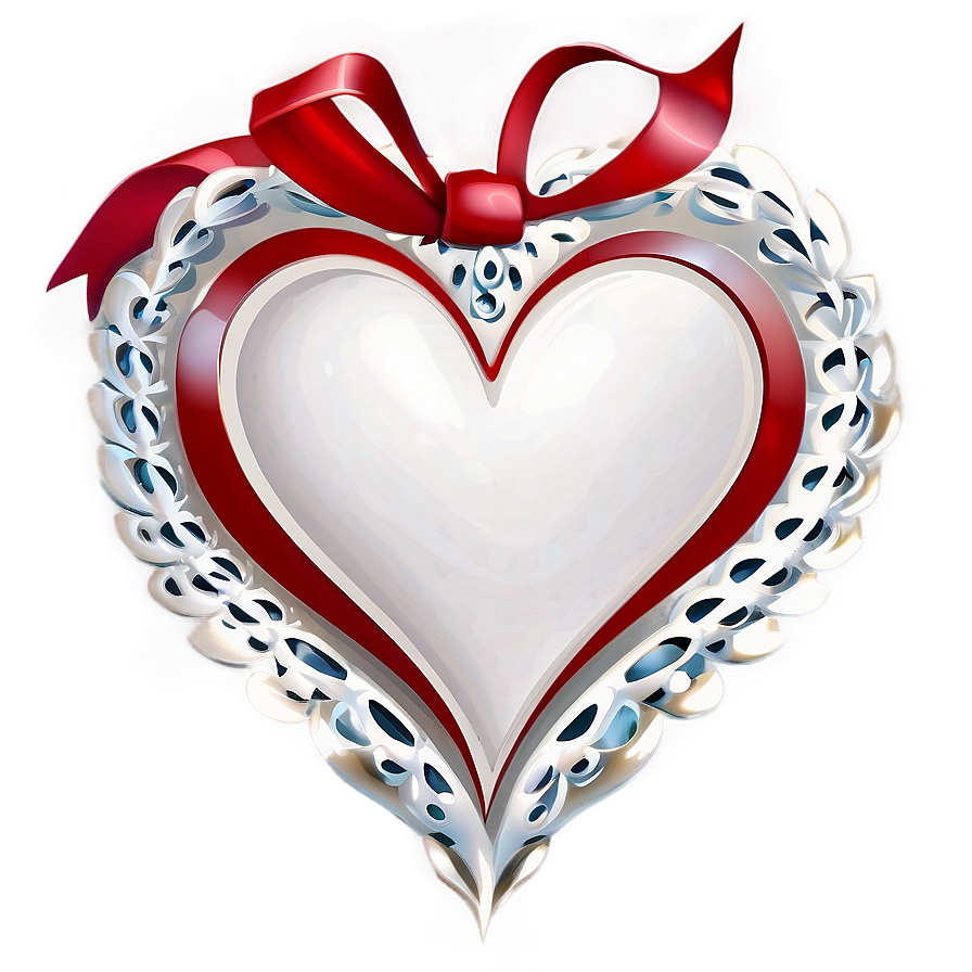 White Heart With Ribbon Png 95 PNG