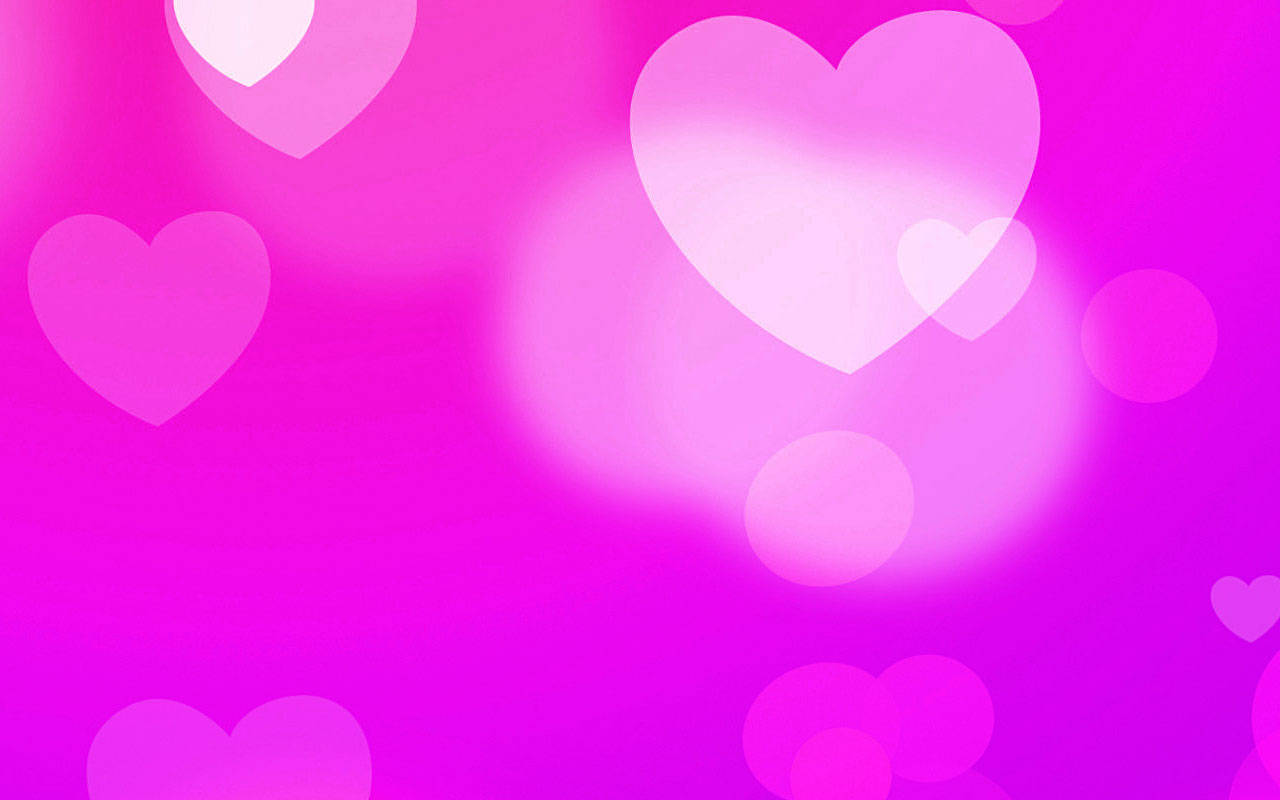Hvide Hjerter På Pink Wallpaper