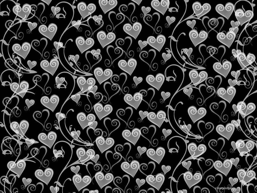 White Hearts With Curve Patterns Wallpaper
