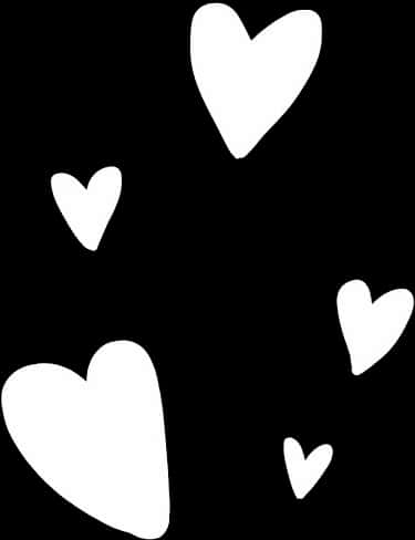 White Heartson Black Background PNG