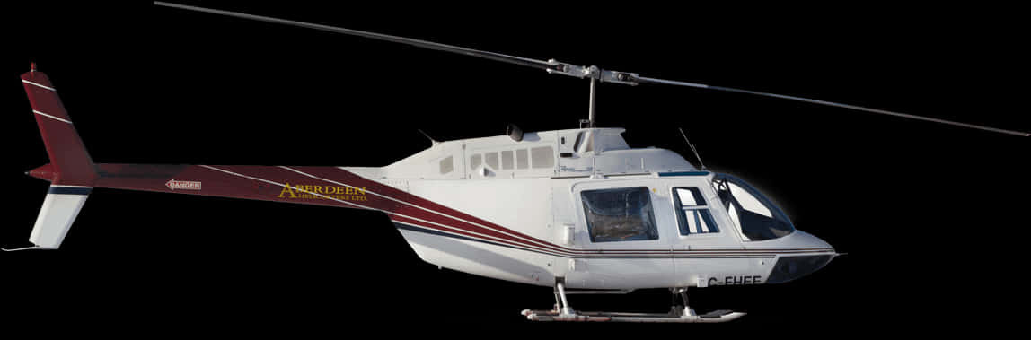 White Helicopter Black Background PNG