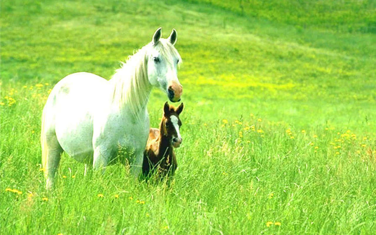 A White Horse And A Foal