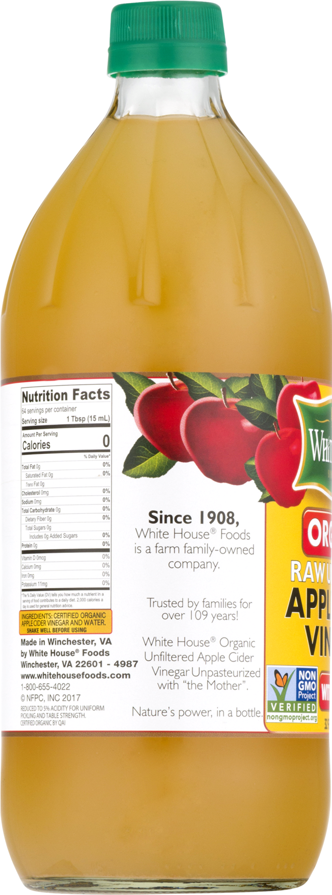 White House Organic Apple Cider Vinegar Bottle PNG