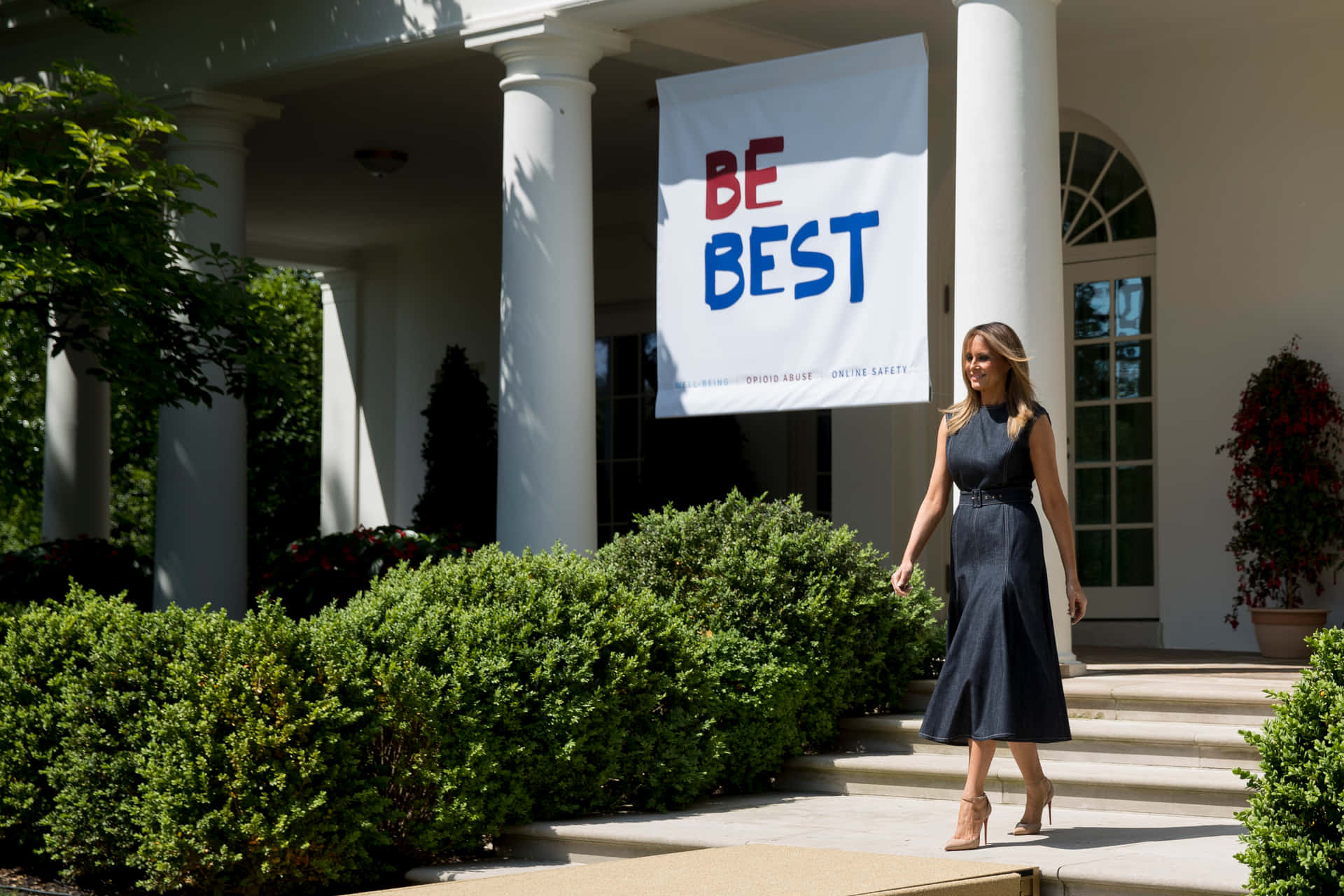 Melania Trump Walks Down The Steps Of The White House