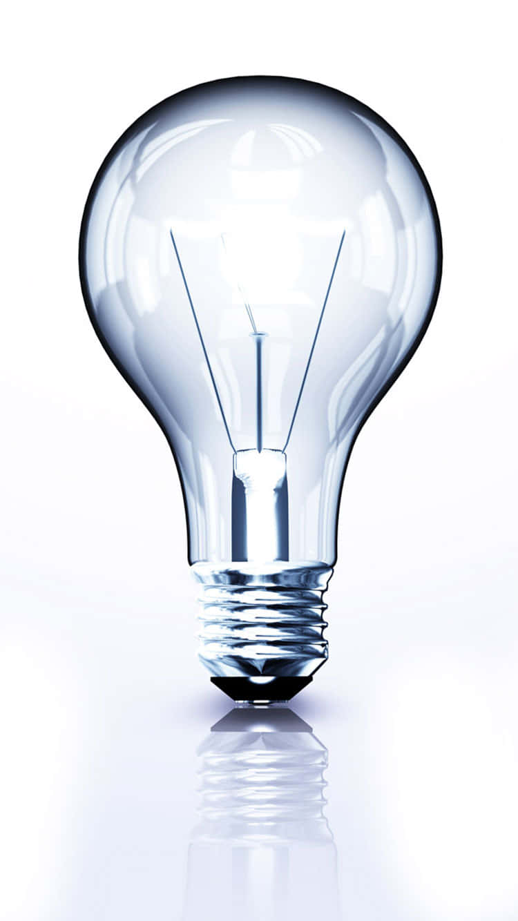 A Light Bulb With Reflection On A White Background