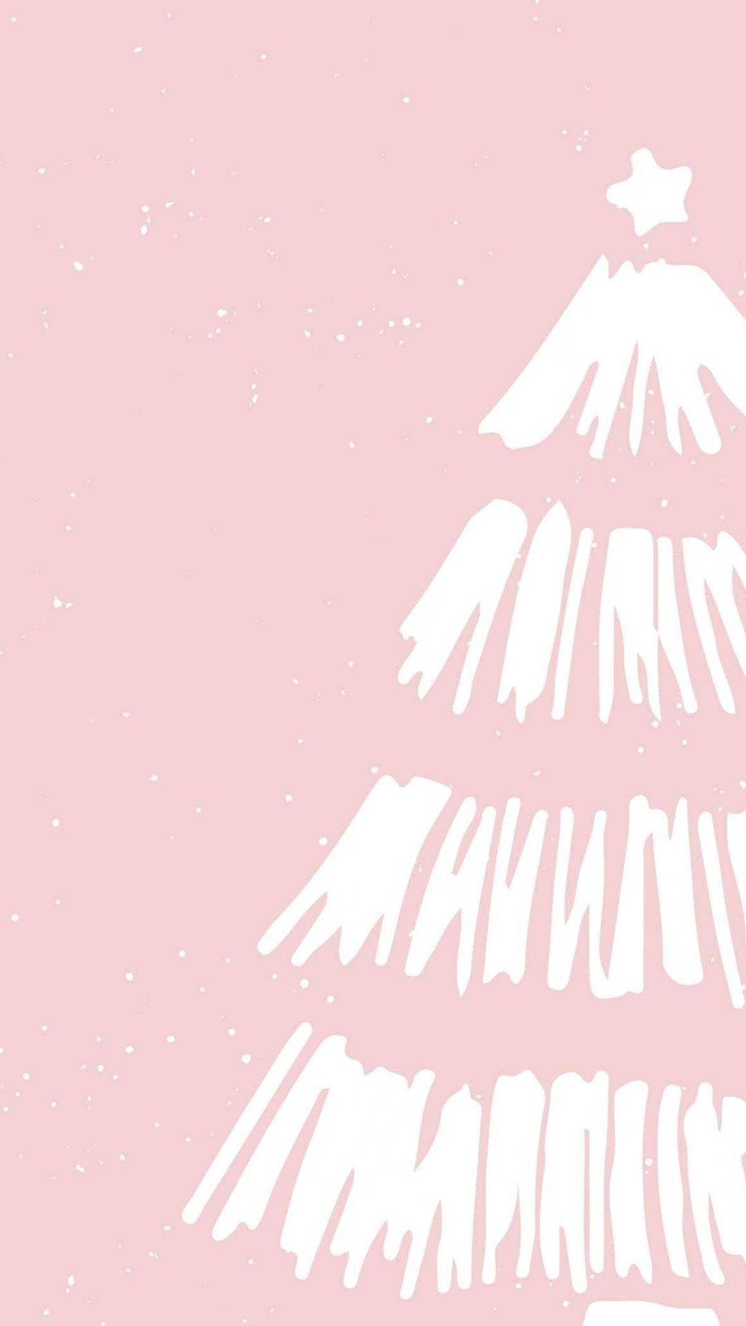 White Kawaii Christmas Tree Wallpaper