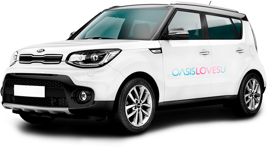 White Kia Soul Oasis Branding PNG