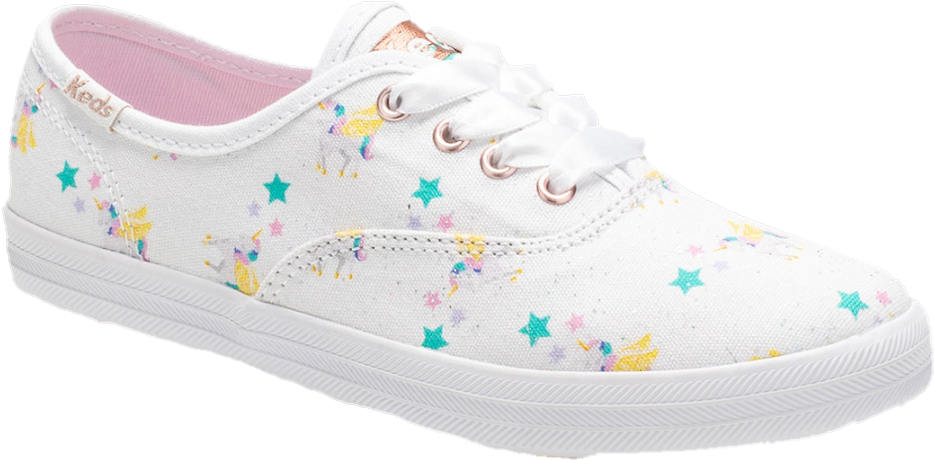 White Kids Sneakerwith Colorful Stars PNG