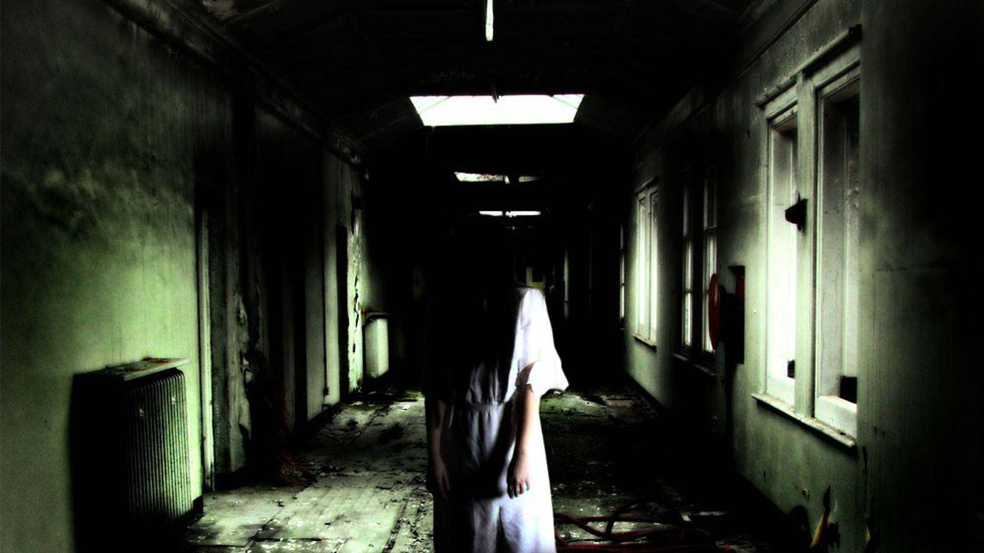 White Lady In Horror Hospital Background