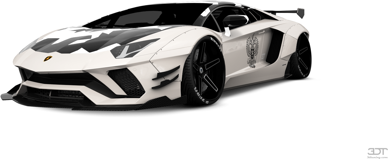 White Lamborghini Aventador Custom Graphics PNG