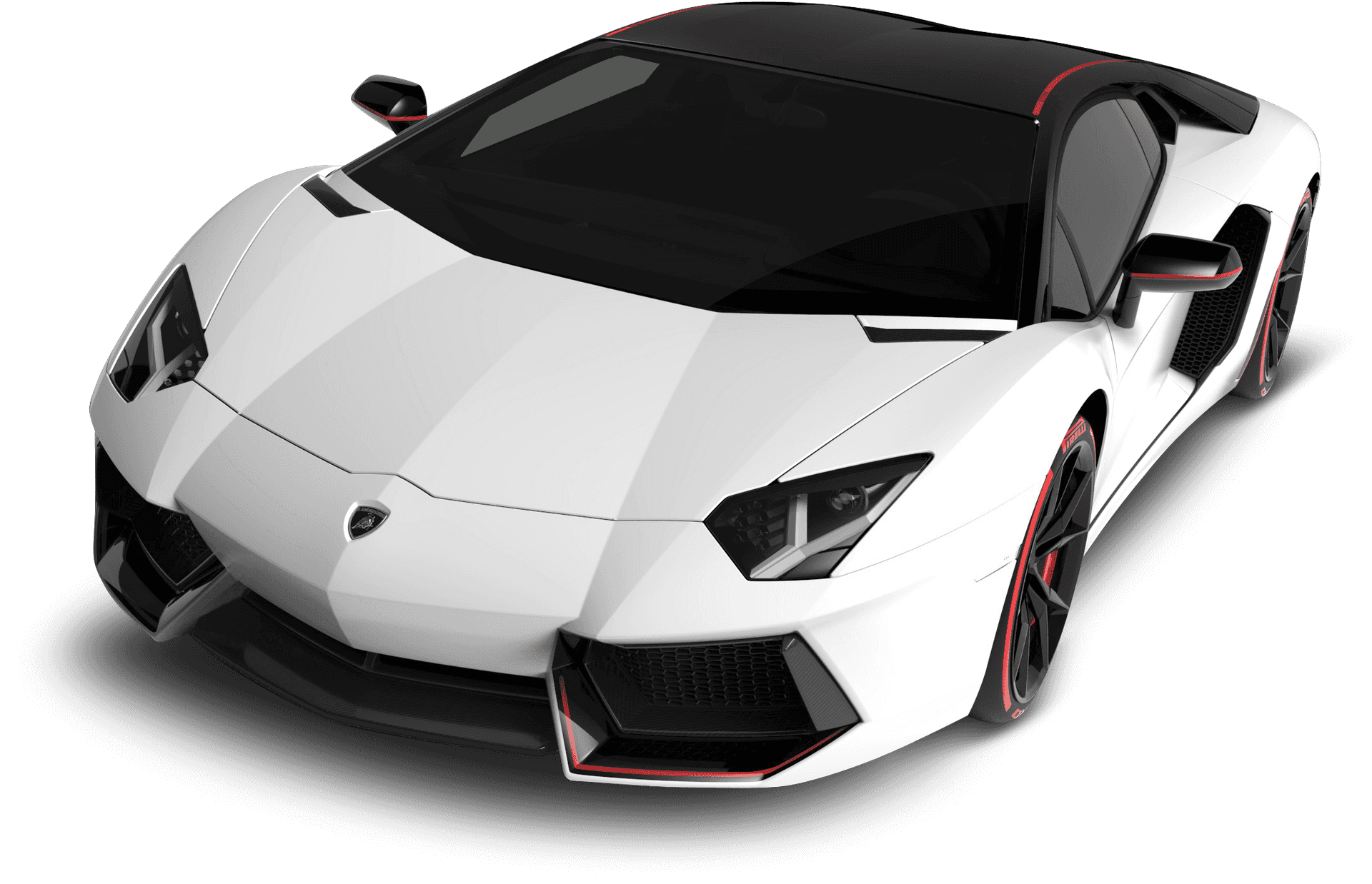 White Lamborghini Aventador S V J Angled View PNG