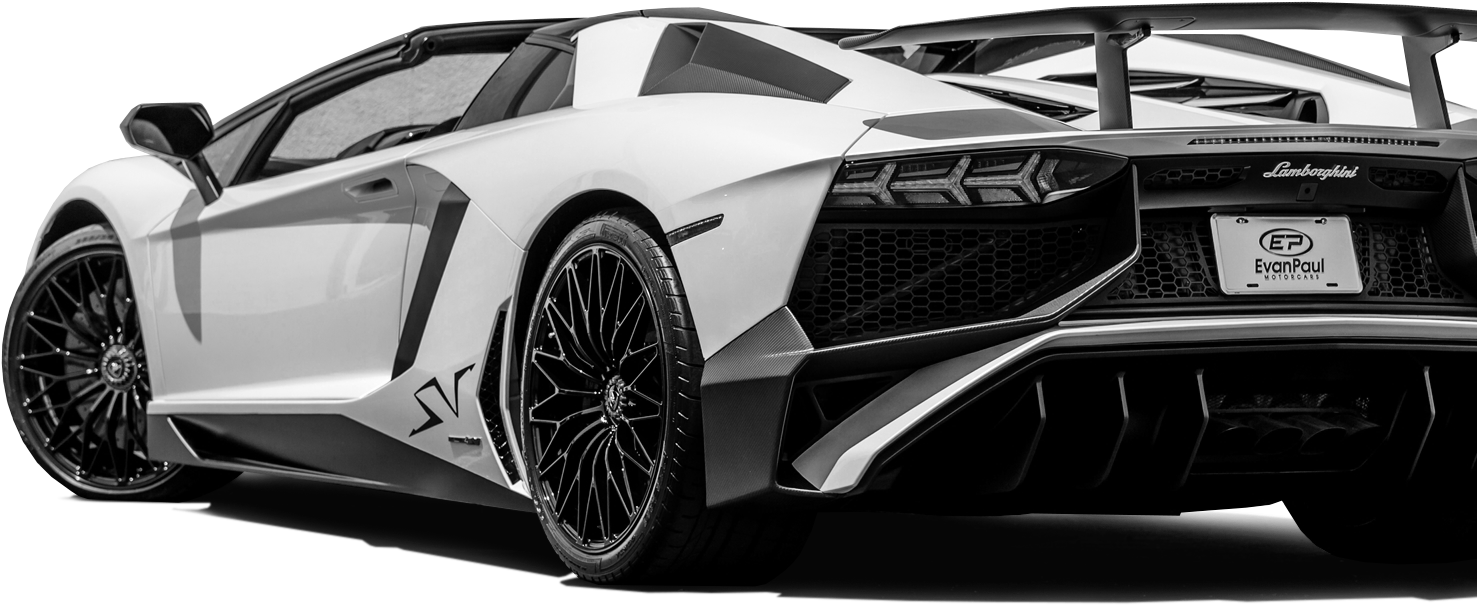 White Lamborghini Aventador S V J Rear View PNG