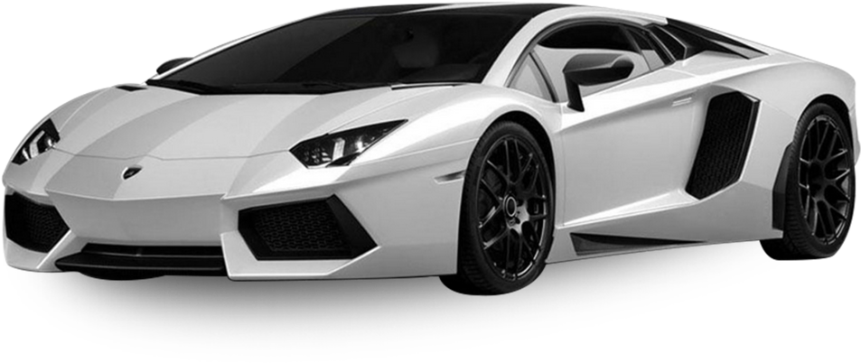 White Lamborghini Aventador Side View PNG