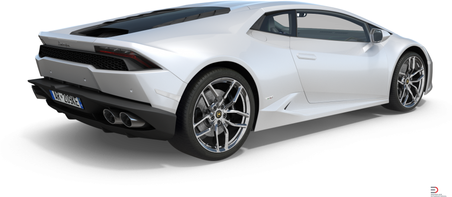 White Lamborghini Huracan Rear View PNG