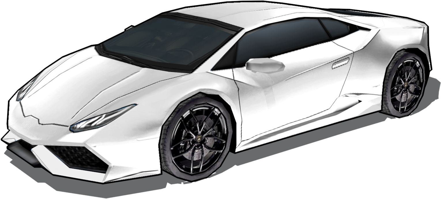 White Lamborghini Huracan Side View PNG