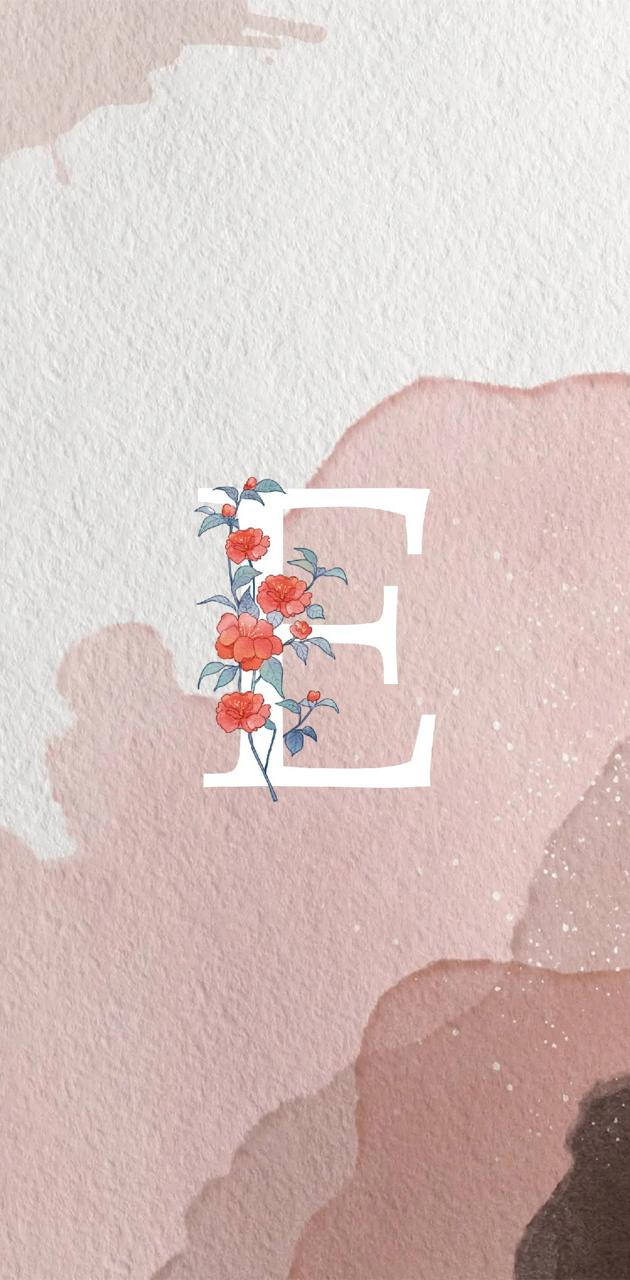 White Letter E With Flower