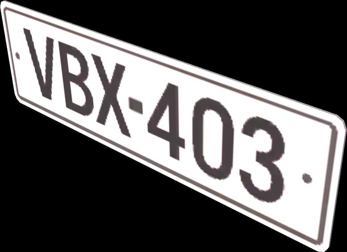 White License Plate V B X403 PNG