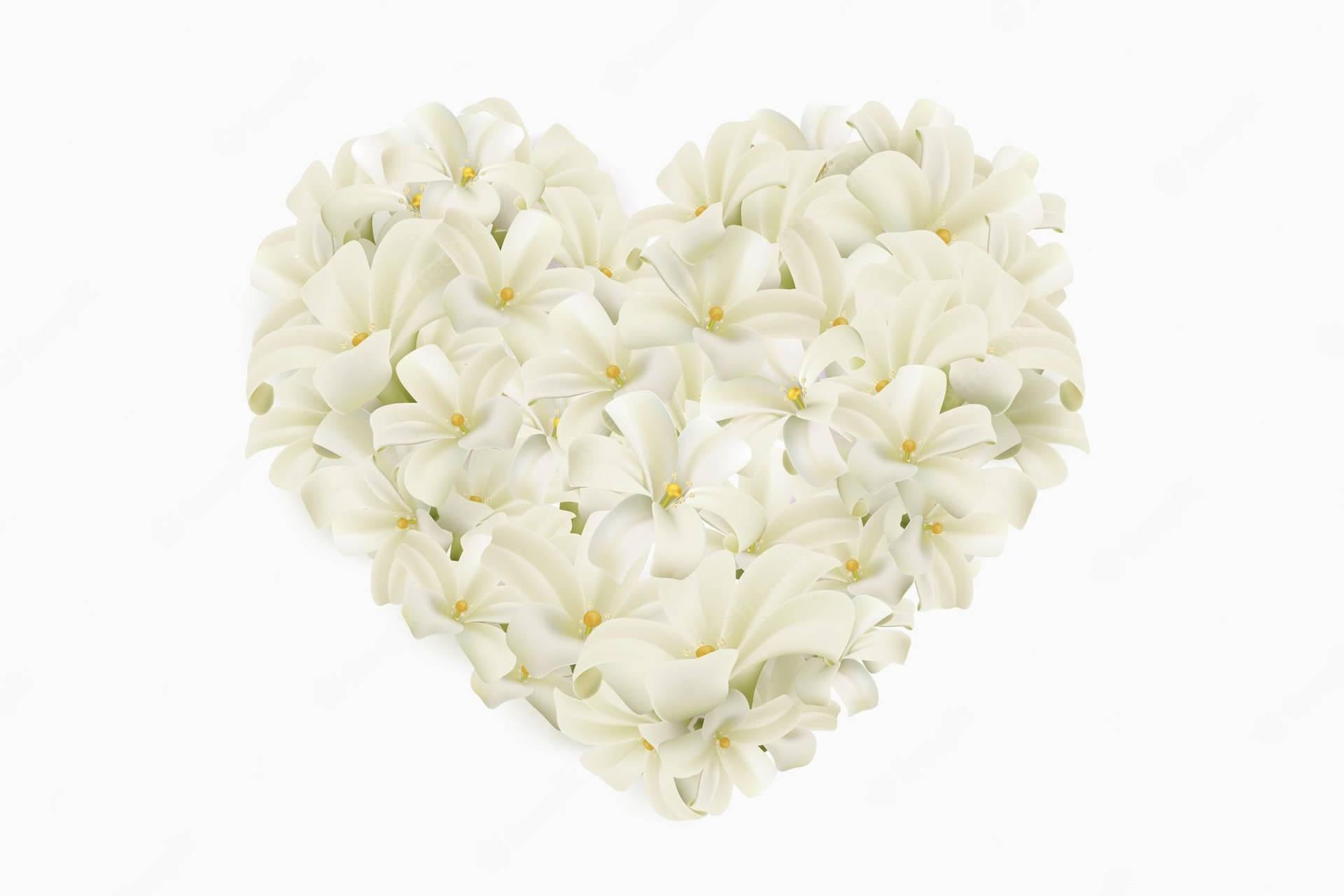 White Lilies Flower Heart Wallpaper