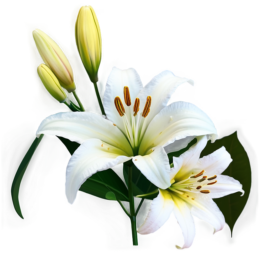 White Lilies Flowers Png 05242024 PNG