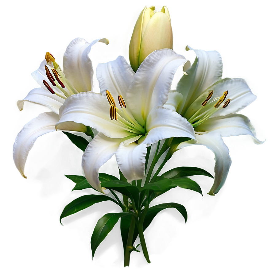 White Lilies Flowers Png Poh54 PNG