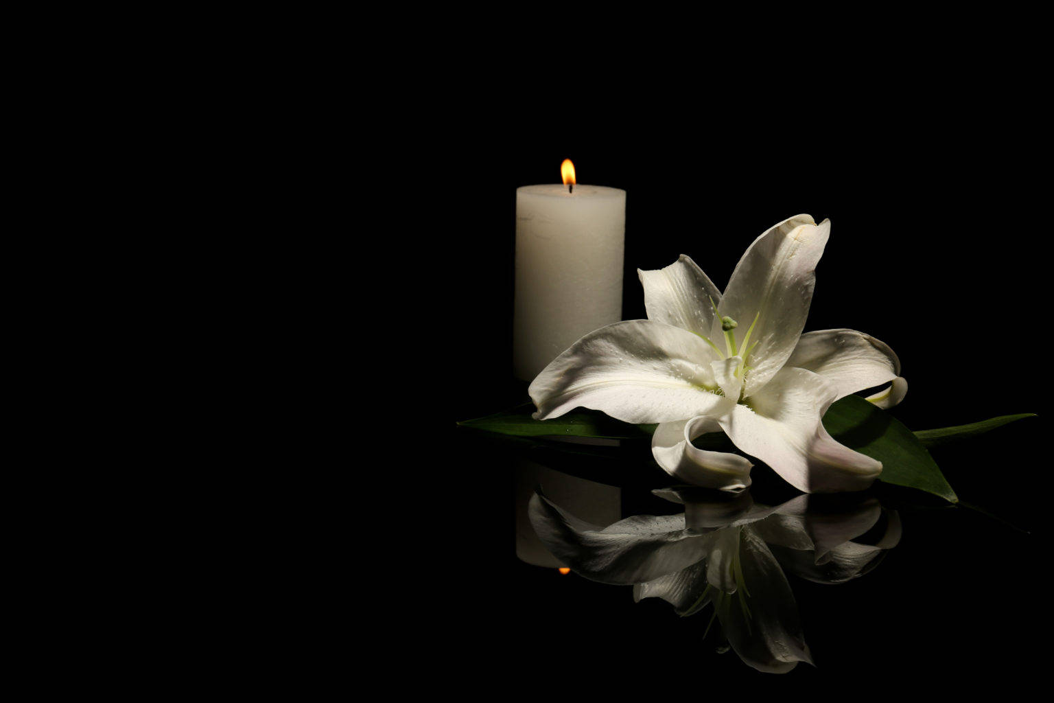 White Lily And Candle Condolence