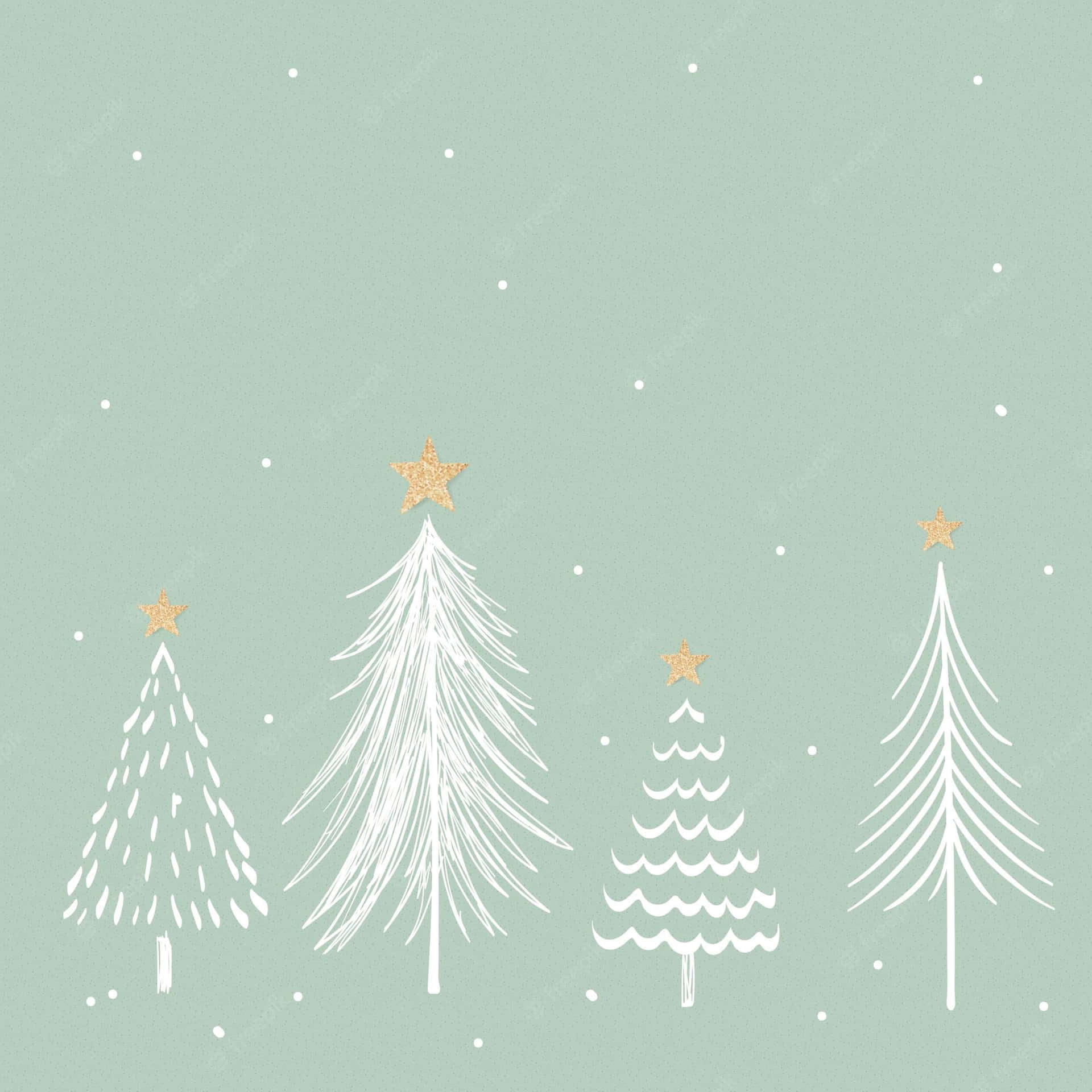 White Line Simple Aesthetic Cute Christmas Trees Wallpaper