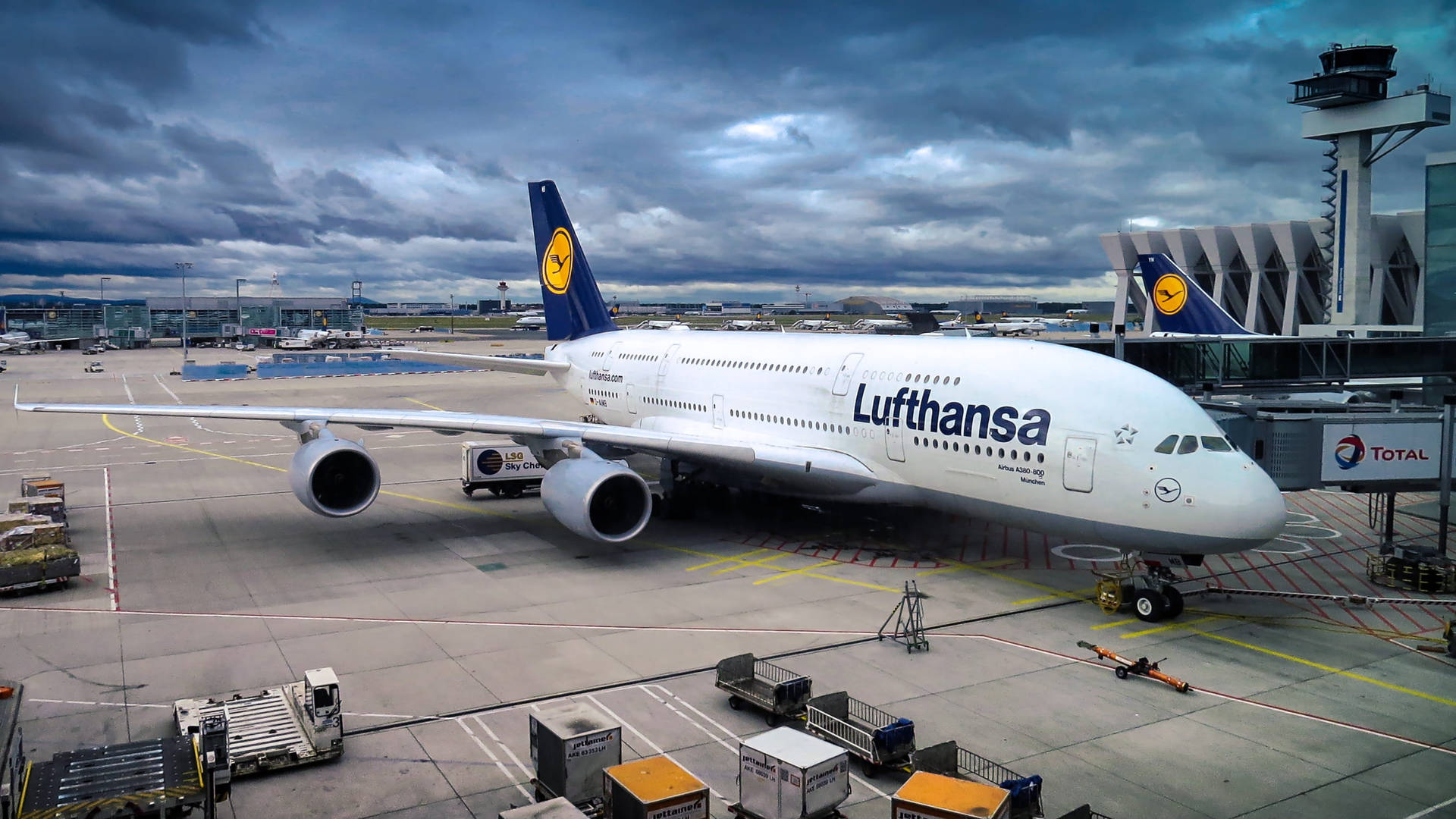 Aviónblanco De Lufthansa En 4k. Fondo de pantalla
