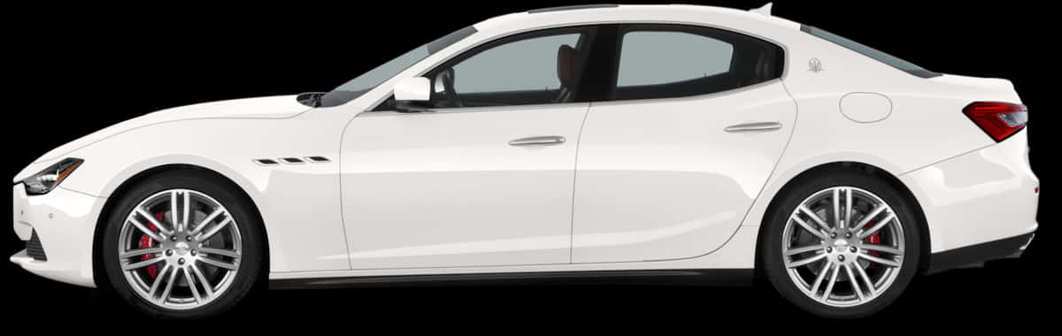 White Luxury Sedan Side View PNG