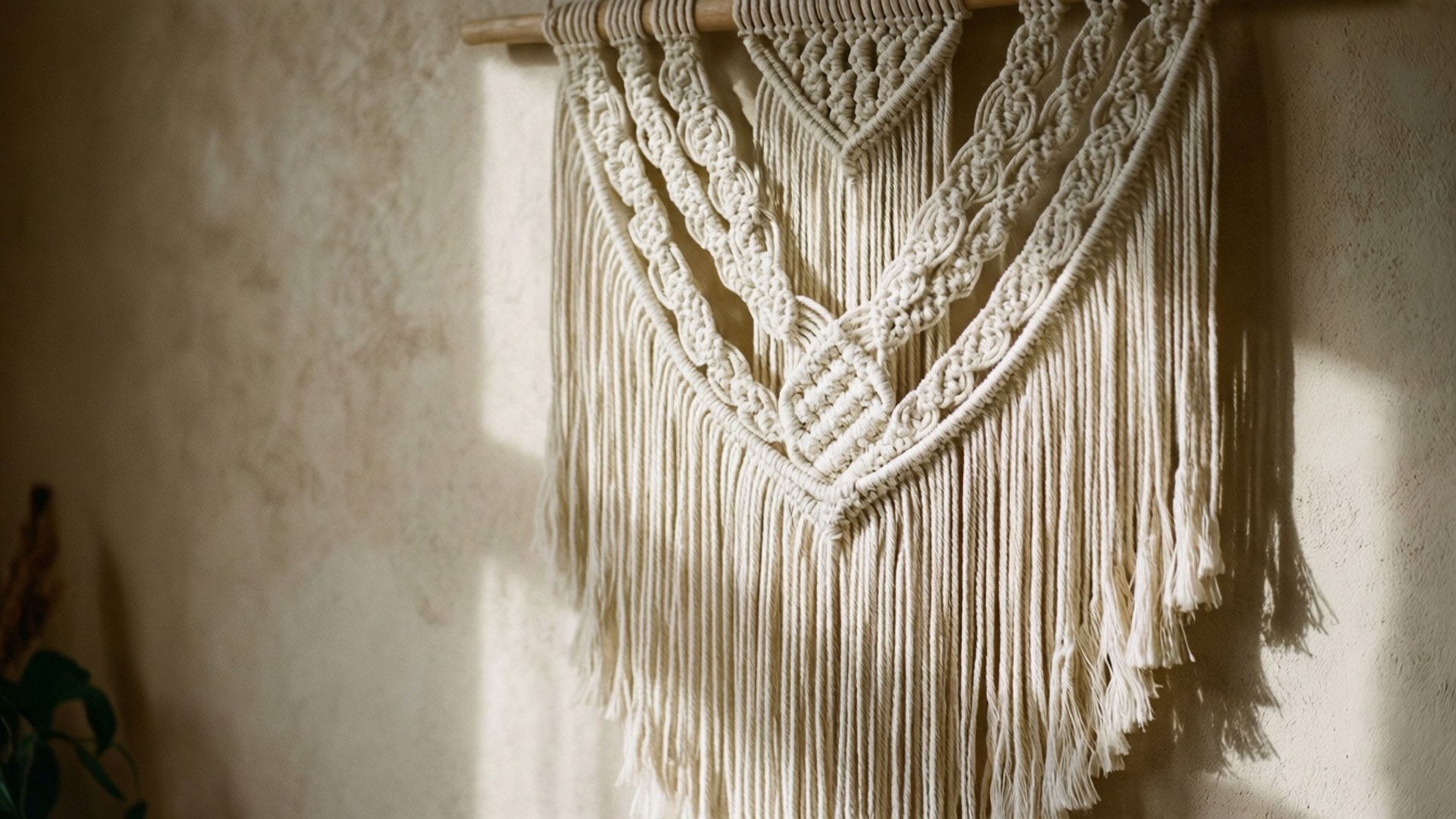 Hvid macrame vægophæng Wallpapers