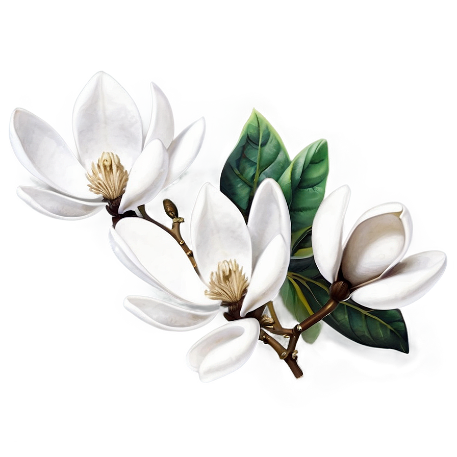 White Magnolia Flower Graphic Png Xds PNG