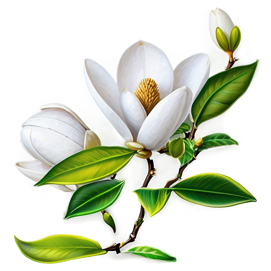 White Magnolias Flowers Png 05242024 PNG