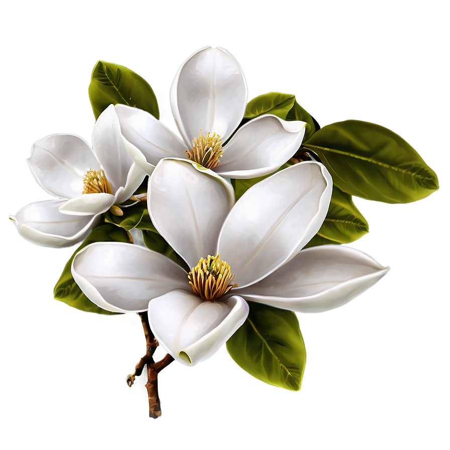 White Magnolias Flowers Png Xqq33 PNG