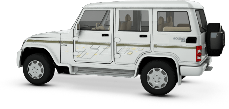 White Mahindra Bolero Side View PNG